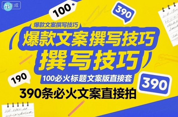 爆款文案撰写技巧，100个必火标题文案模版直接套，390条必火文案直接拍-网创资源