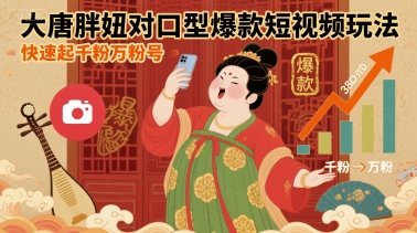 大唐胖妞对口型爆款短视频玩法，快速起千粉万粉号-网创资源