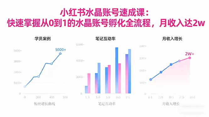 2025小红书水晶账号速成课：快速掌握从0-1水晶账号孵化全流程，月收入达2w-网创资源