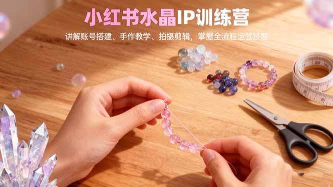小红书水晶IP训练营，讲解账号搭建、手作教学、拍摄剪辑，全流程运营技能-网创资源