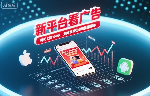 新平台看广告，养好机一条0.3到5米，每天上限100条，支持苹果安卓可批量操作-网创资源