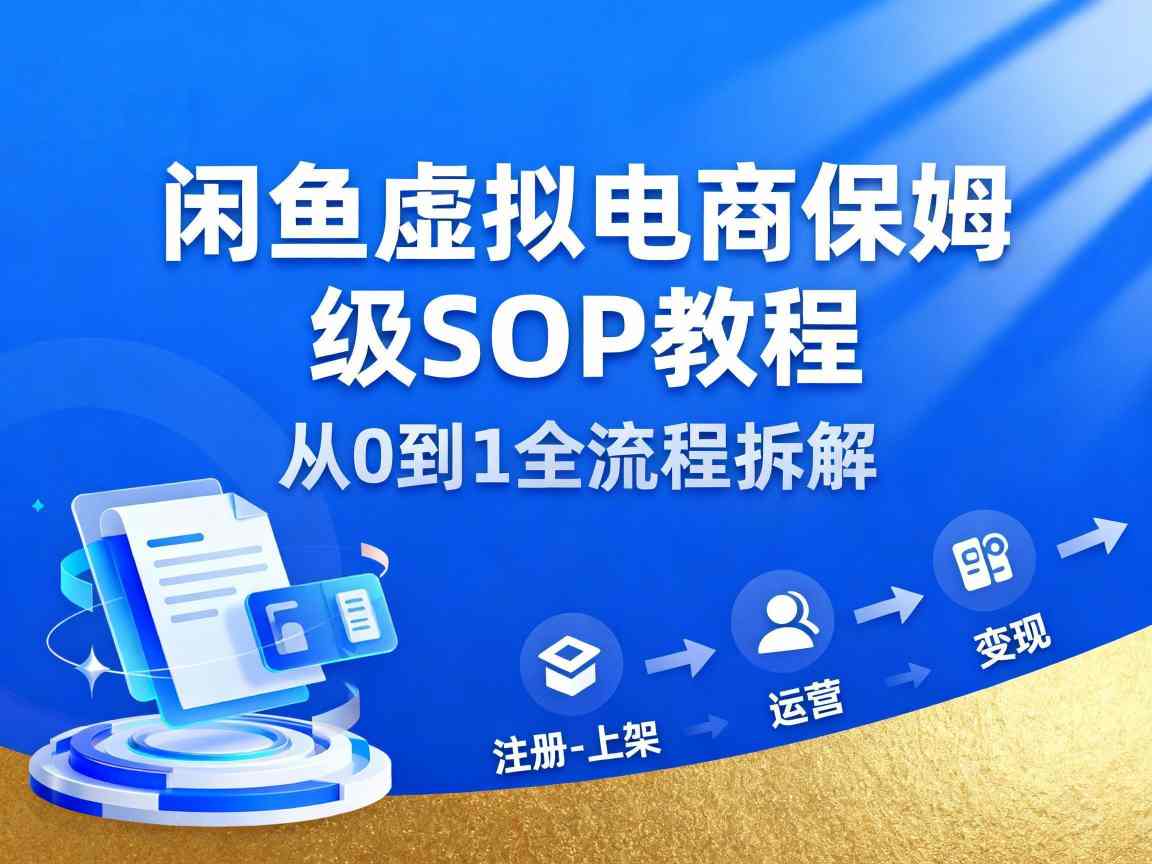 闲鱼虚拟电商，月入轻松过1W，保姆级SOP教程-网创资源