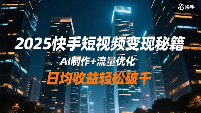 2025快手短视频变现秘籍，AI制作+流量优化，日均收益轻松破千-网创资源