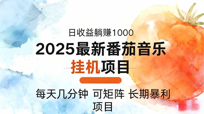 2025年最新番茄音乐人挂机项目，每天几分钟，月入1000＋，可矩阵，一台...-网创资源