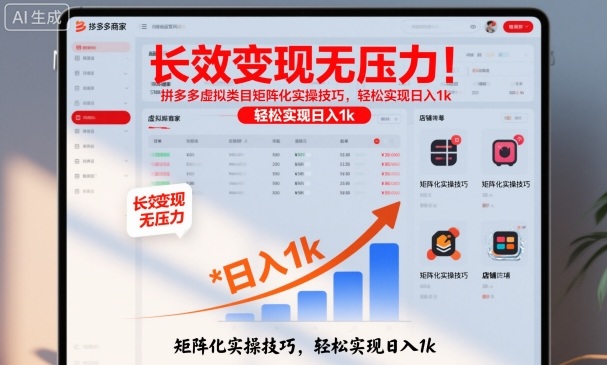 长效变现无压力！拼多多虚拟类目矩阵化实操技巧，轻松实现日入1k【揭秘】-网创资源
