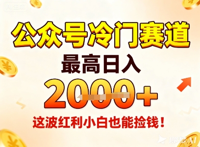公众号冷门赛道，最高日入1k+，这波红利小白也能捡钱！-网创资源
